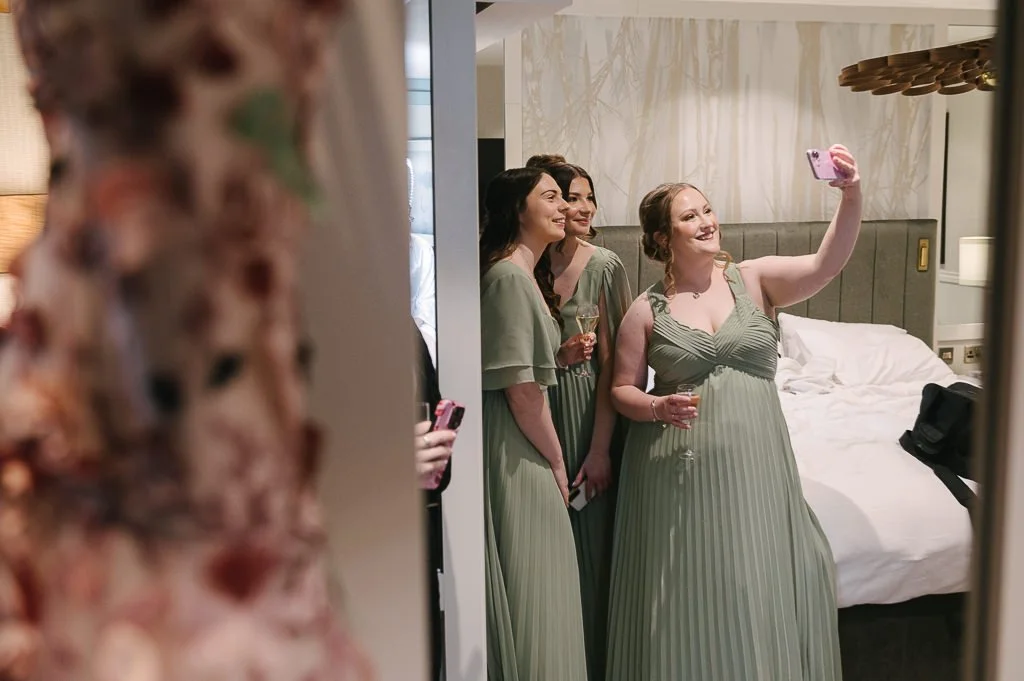 Bridesmaids take a selfie