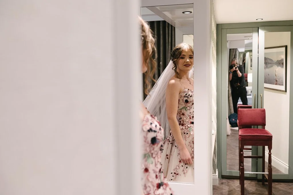 The bride in her wedding dress