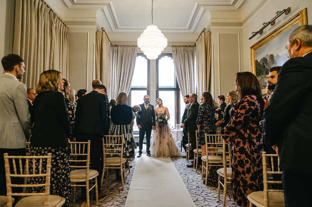 Wedding ceremony from th back of the room