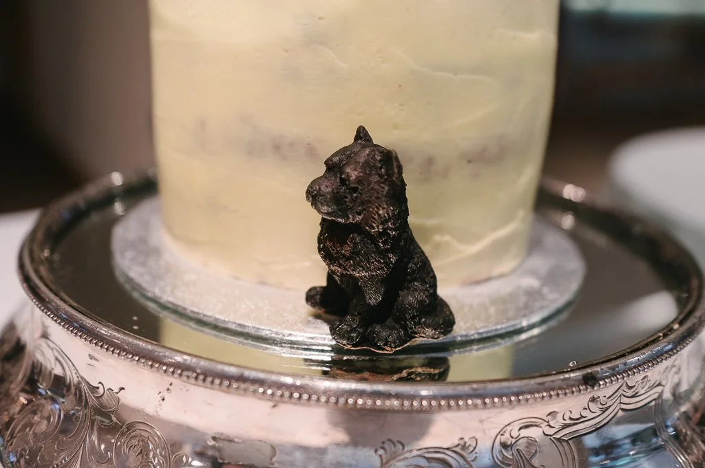Wedding cake with dog ornament