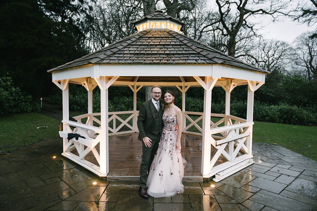 Bride and groom portrait outside Armathwaite Hall by Mark Hillyer Leeds Wedding Photography