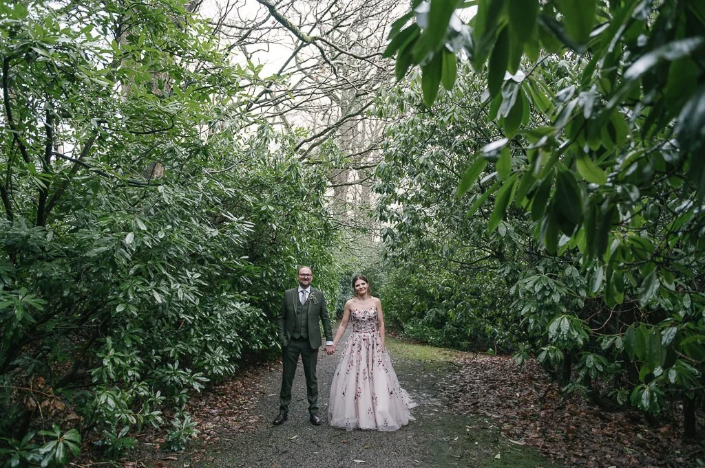 Bride and groom portrait outside Armathwaite Hall by Mark Hillyer Harrogate Wedding Photography