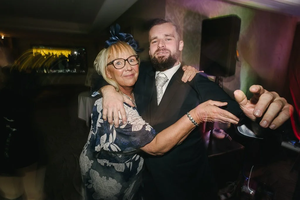 Wedding guests dancing