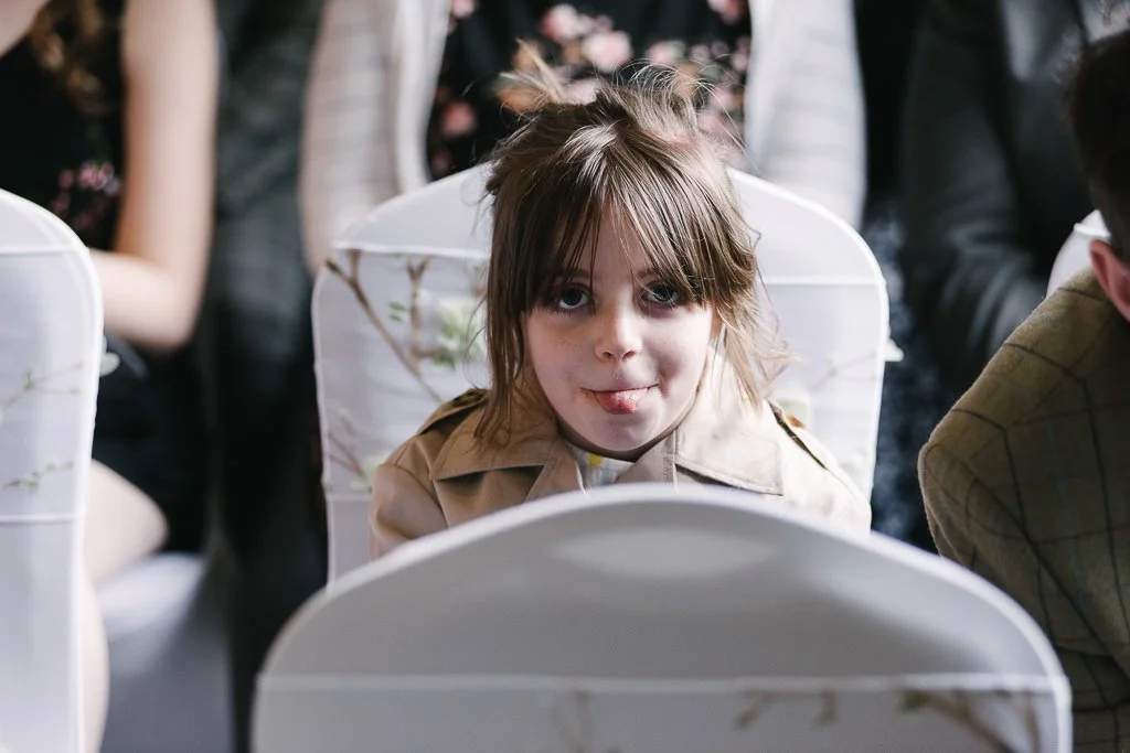 Yorkshire Wedding Photographer Young guest pulling a face