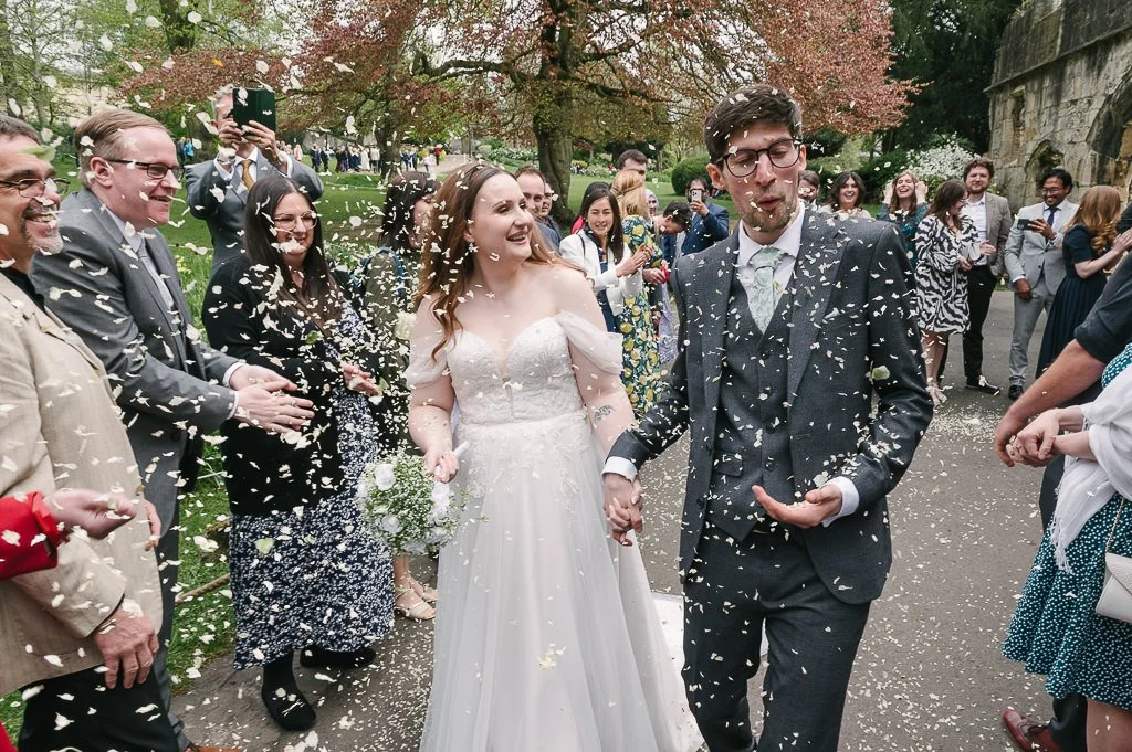 Leeds Wedding Photographer Bride &amp; Groom and a lot of confetti