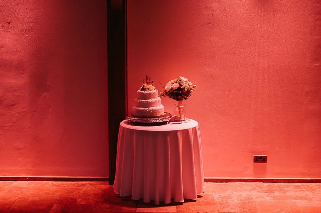 Wedding cake under strange lighting