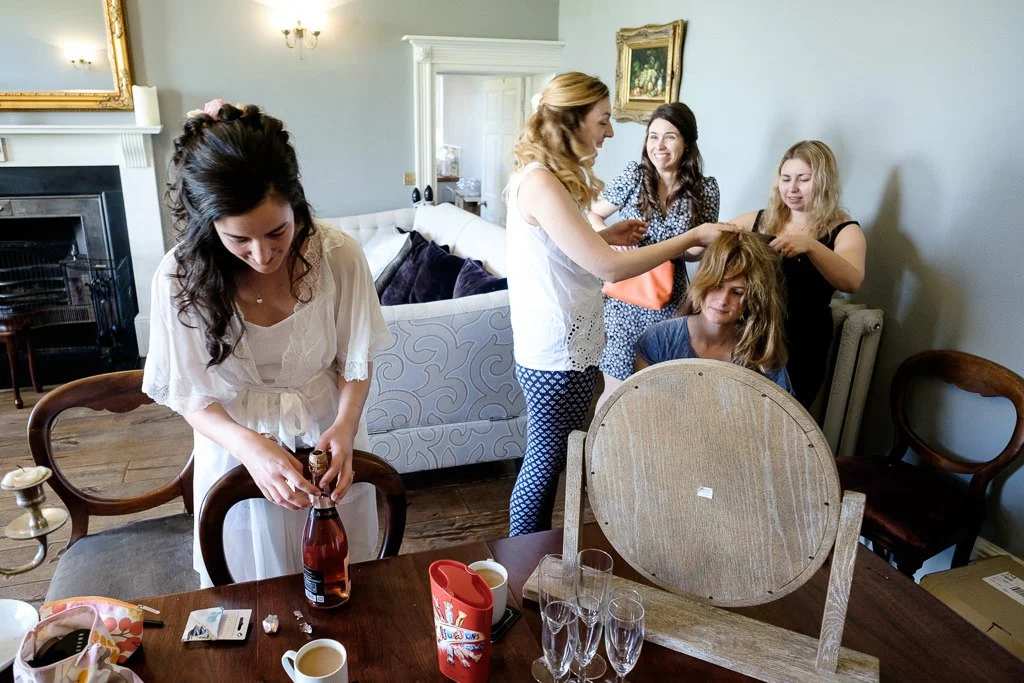 Chaos as the bridesmaids get ready
