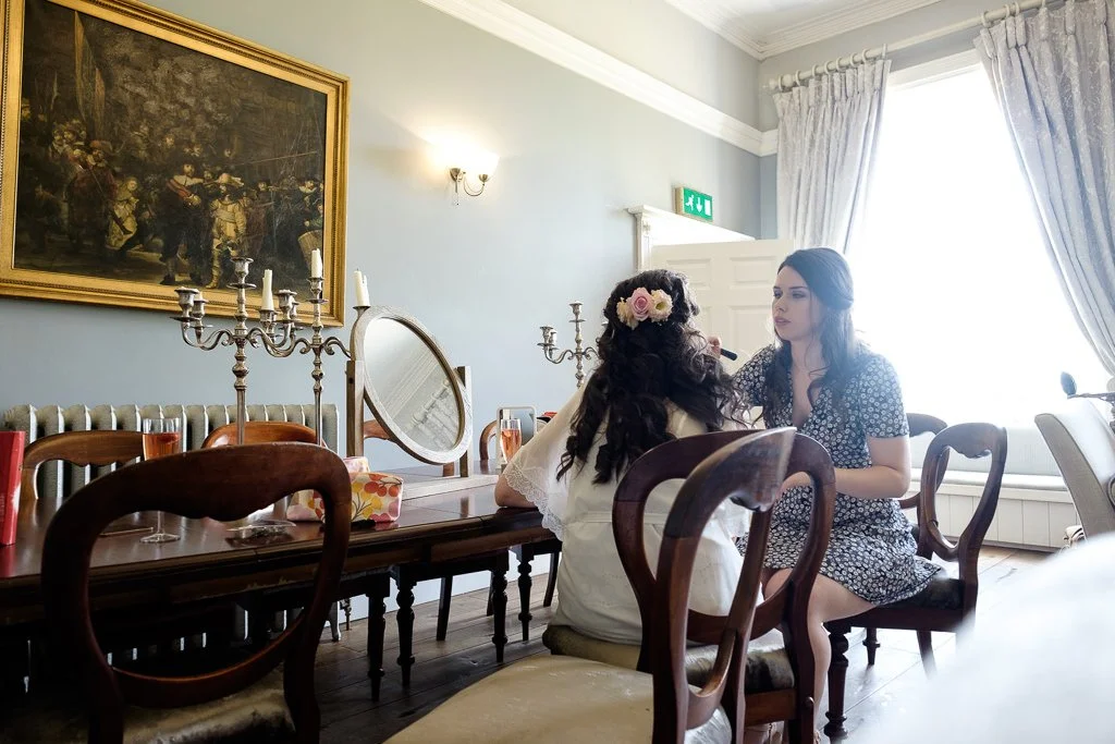 Bride getting her makeup done