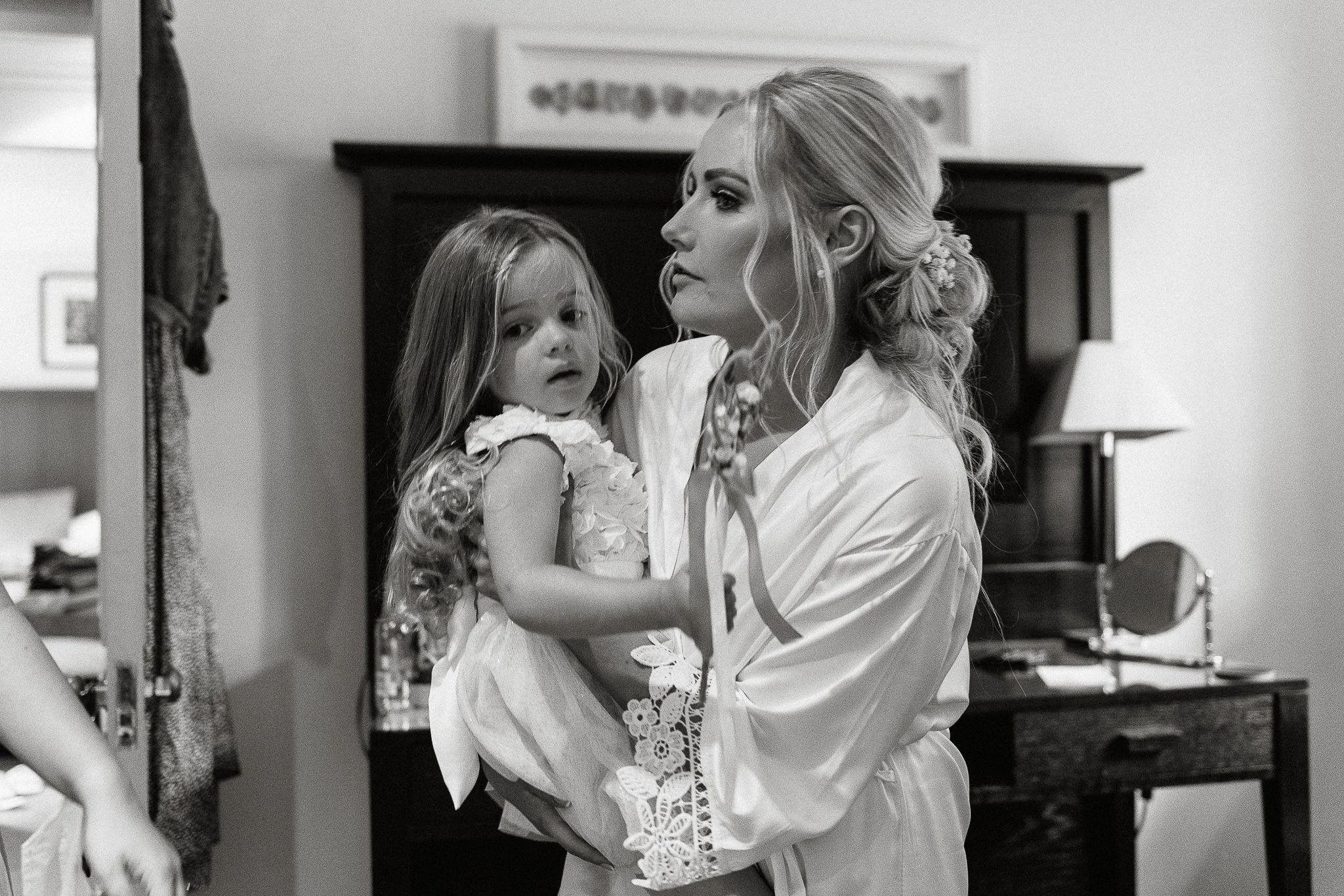 Bride and flower girl