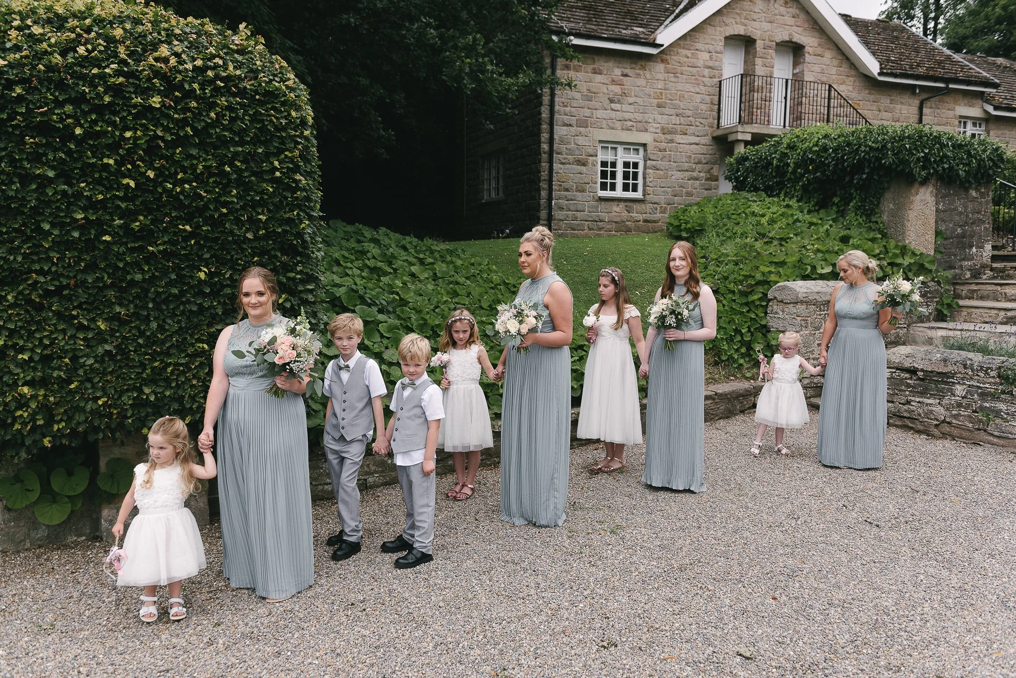 The bridal party waiting to walk down the aisle