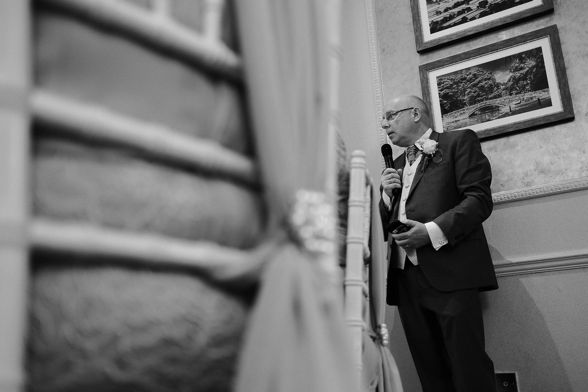 Documentary wedding photograph of speeches