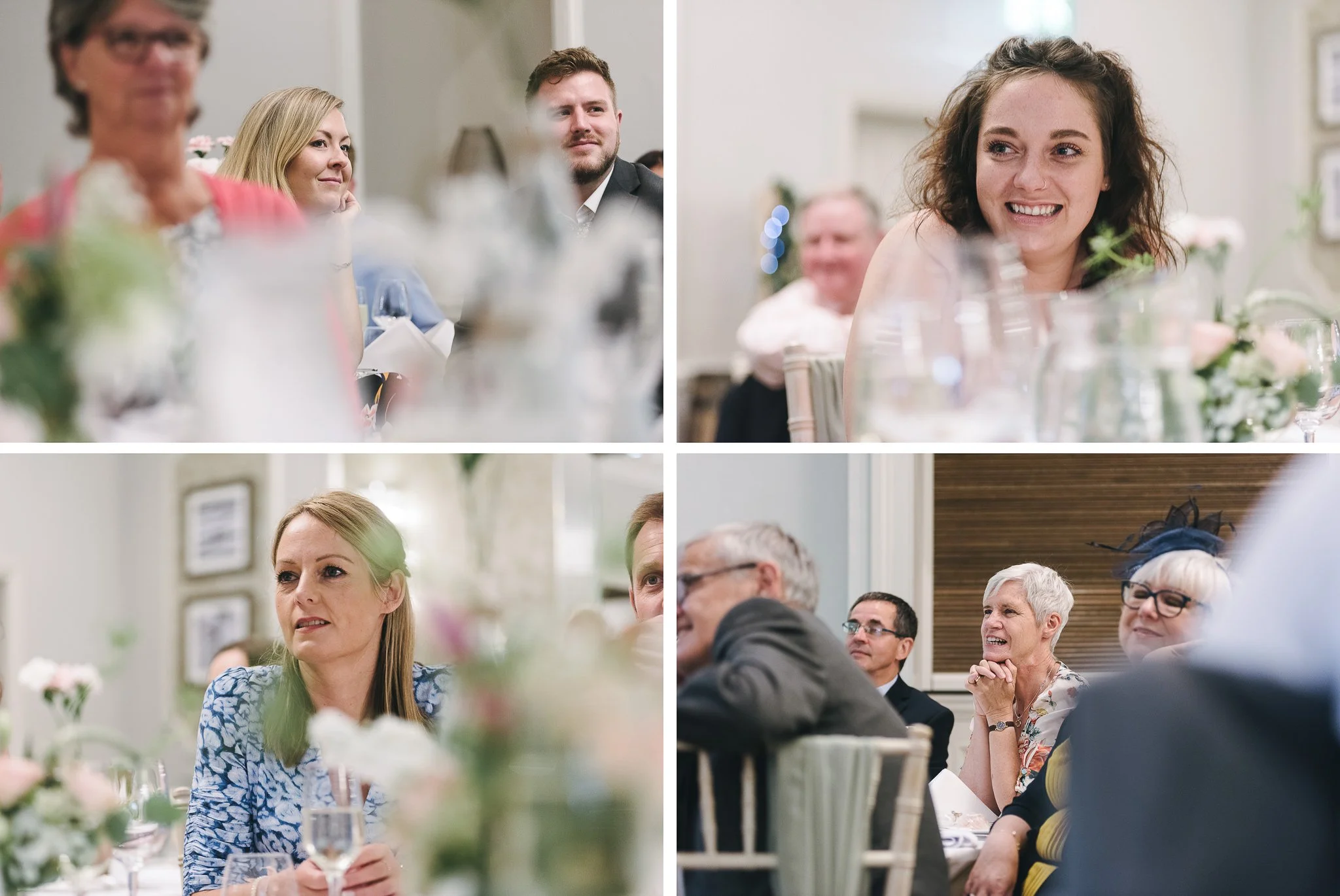 wedding guests listening to the emotional speeches