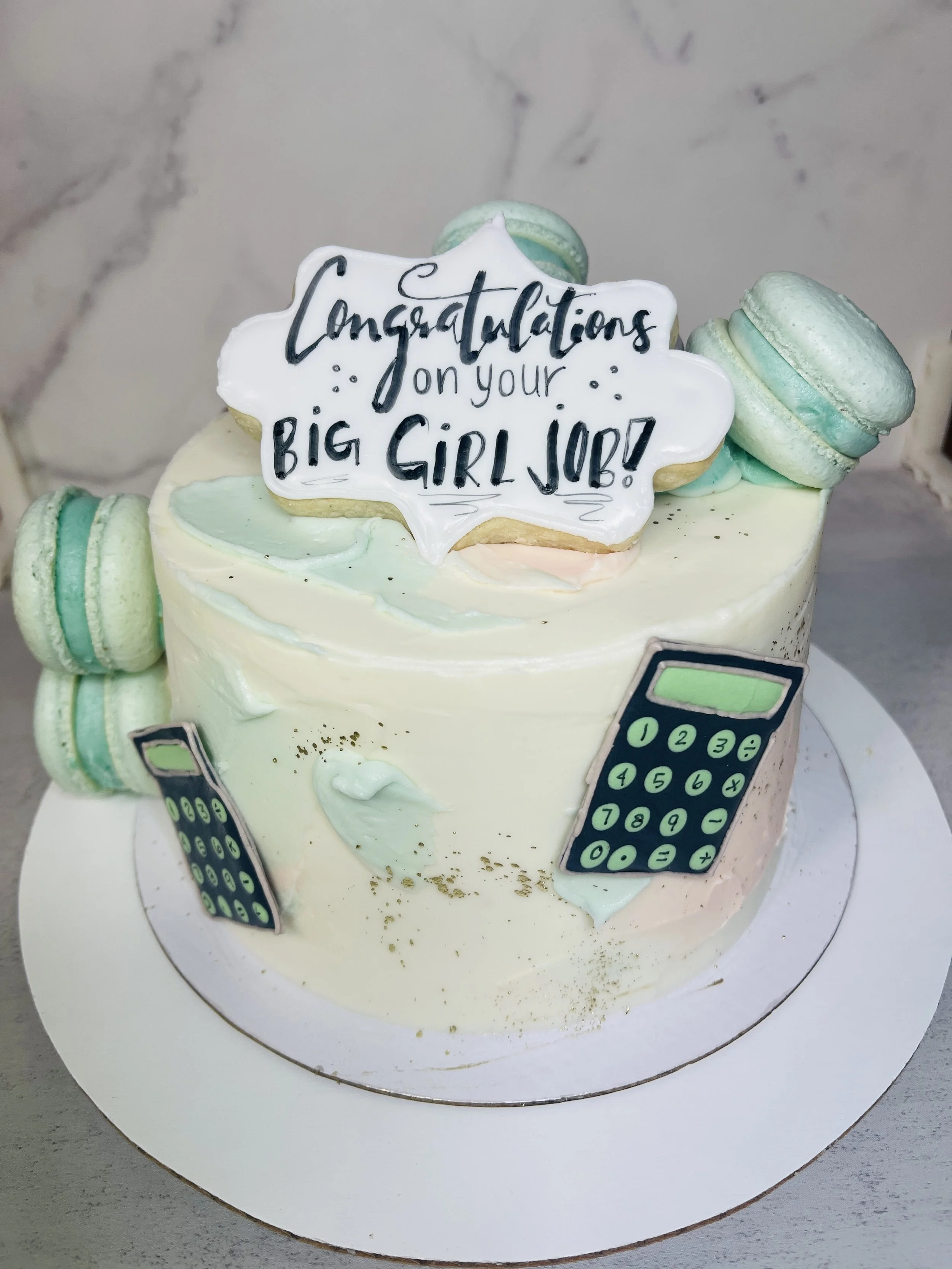 Custom cake with calculator sprinkles