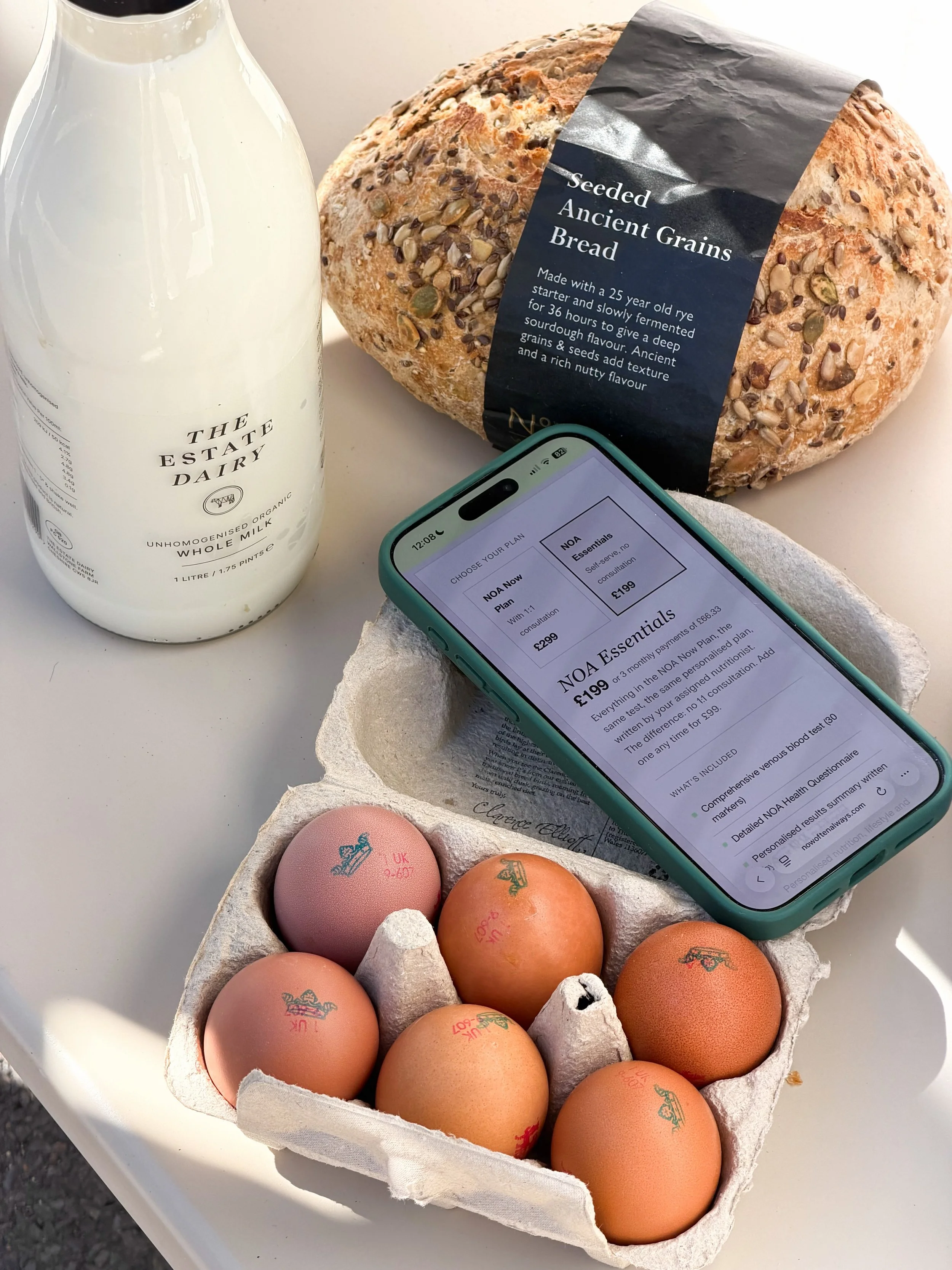 Eggs. Bread. Milk. NOA Essentials.🛒

We&rsquo;re adding a new essential to the list: NOA Essentials. The same comprehensive blood test, 30 markers, and the same personalised nutrition, lifestyle and supplement plan, written by your assigned nutritio