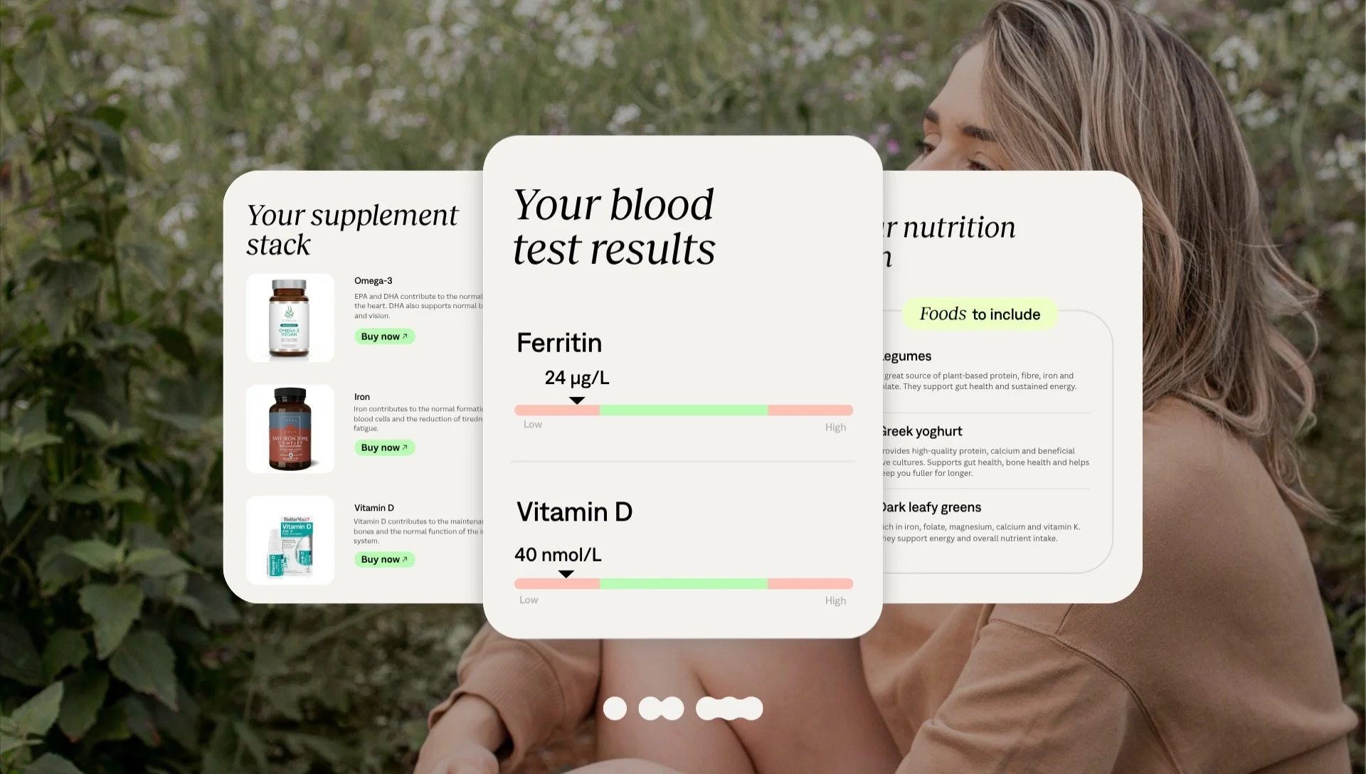 What happens after your blood test? This.

Your NOA Dashboard turns your results into something you can actually use, showing you what&rsquo;s happening across your blood panel, the supplements recommended specifically for you, and recipes to help yo