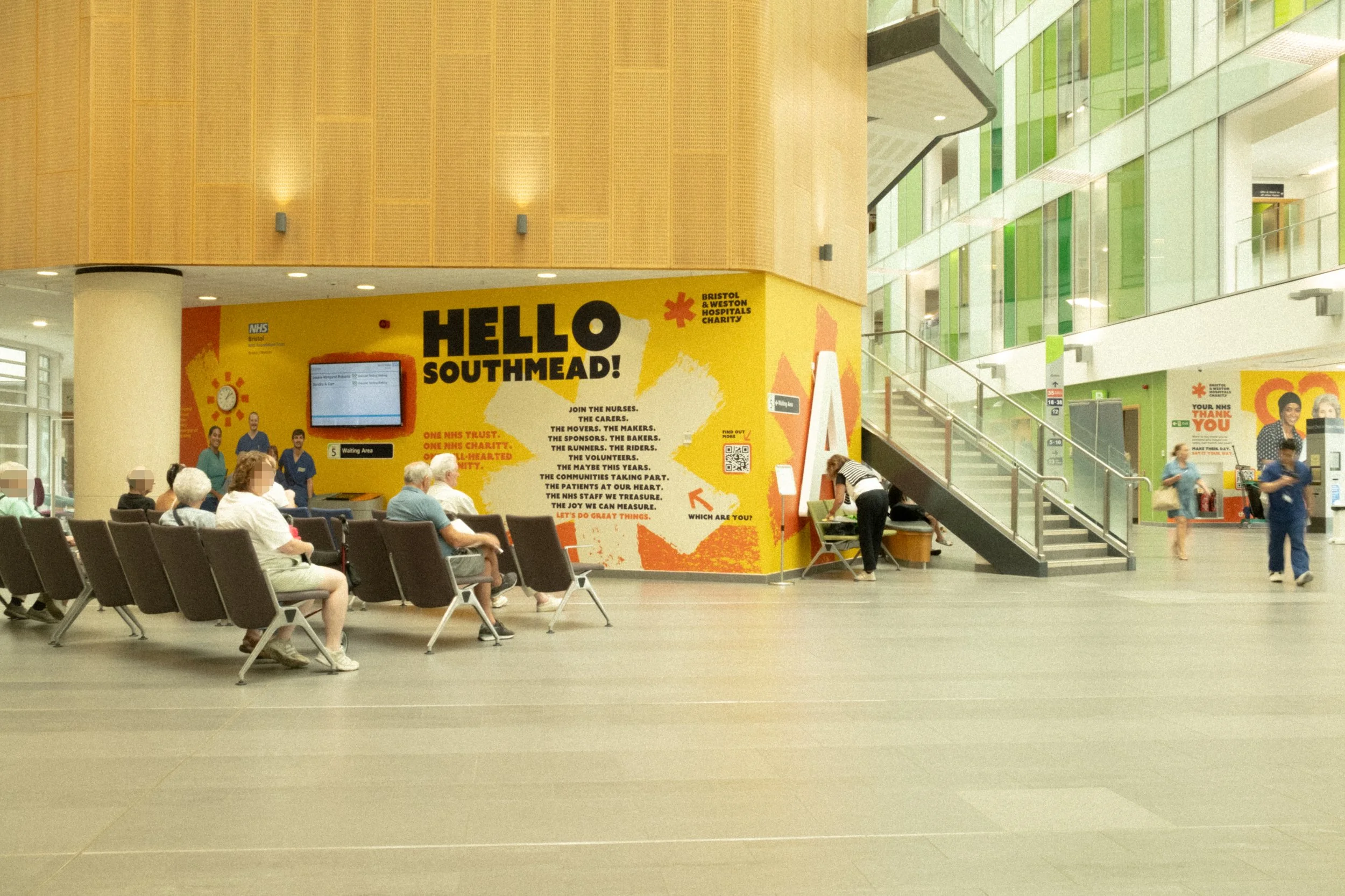 University Hospitals Bristol and Weston NHS Foundation Trust - Southmead Hospital. Large wall graphics supplied and installed for Bristol & Weston Hospitals Charity