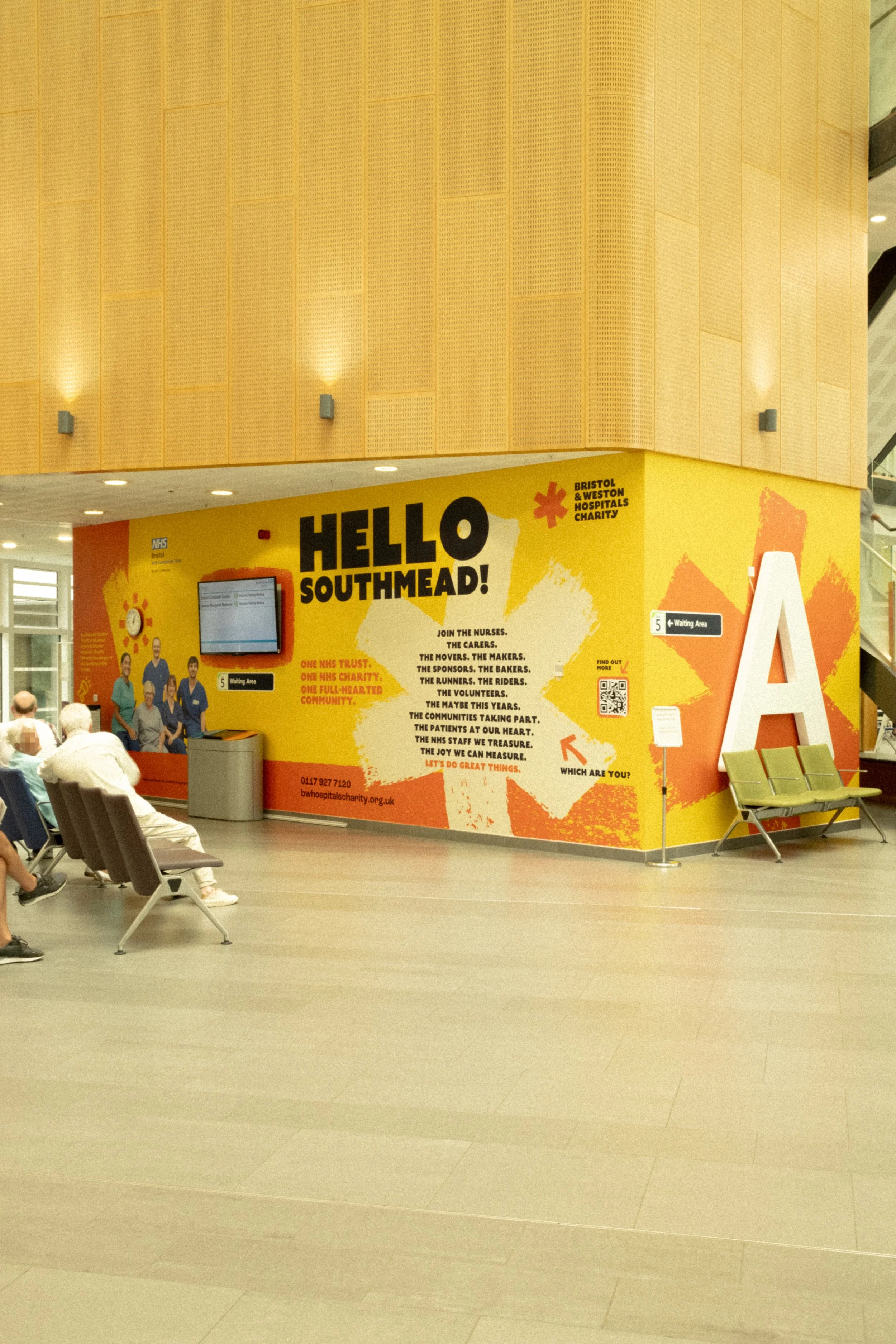 University Hospitals Bristol and Weston NHS Foundation Trust - Southmead Hospital. Large wall graphics supplied and installed for Bristol & Weston Hospitals Charity