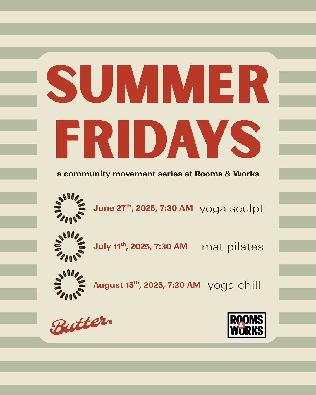 your summer fridays are calling ☎️ they wanted to let you know they got a whole lot more fun 🌝
.
join us for our super fun movement series at @roomsandworks !
.
sign up using the link in our bio ! 
.
.
.
.
#providenceri #rhodeisland #newengland #rho