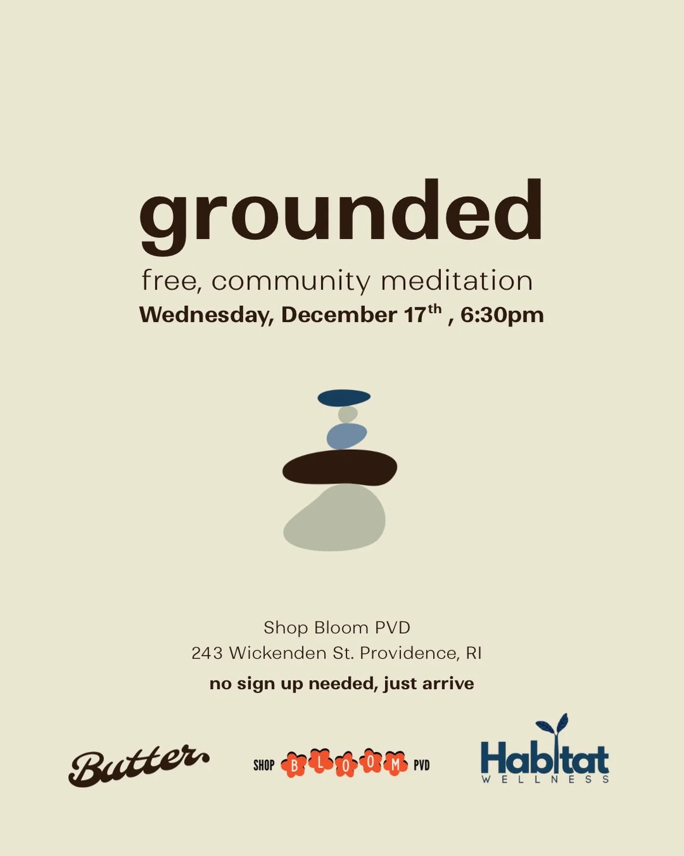 join us Wednesday, 12/17, for open dialogue, meditation, &amp; tea at @shopbloompvd &hearts;️
.
🕯 doors open at 6:30pm 🧘&zwj;♀️ 30-minute guided meditation begins at 6:45pm
.
expect a trauma-informed opening check in, a curated guided-meditation ba