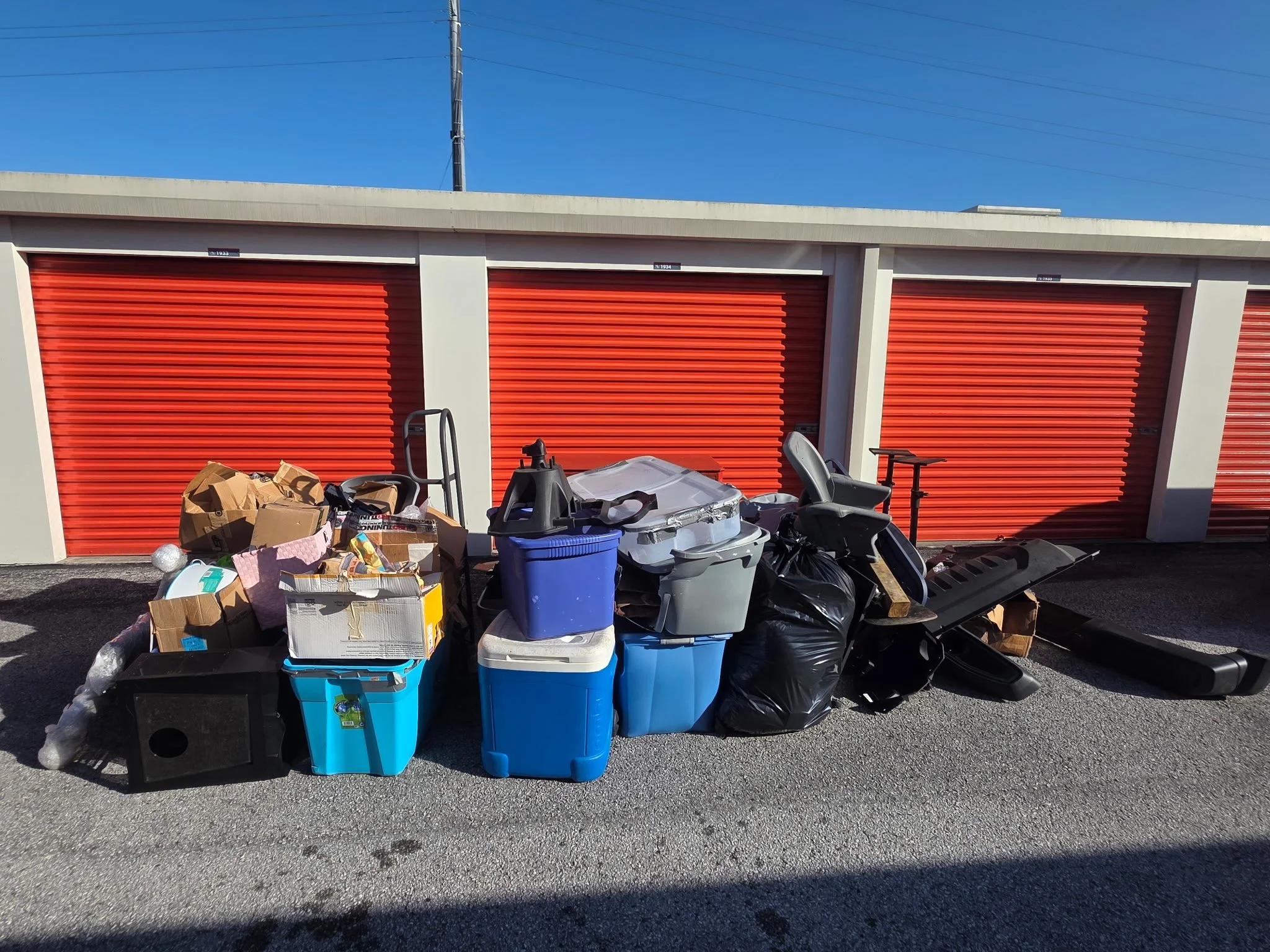 Suncoast Hauling Services clearing out a storage unit
