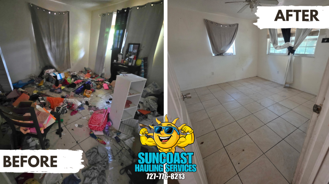 We cleared out heavily cluttered rooms filled with debris and personal items, restoring each space to a clean, empty, and move-in-ready condition.