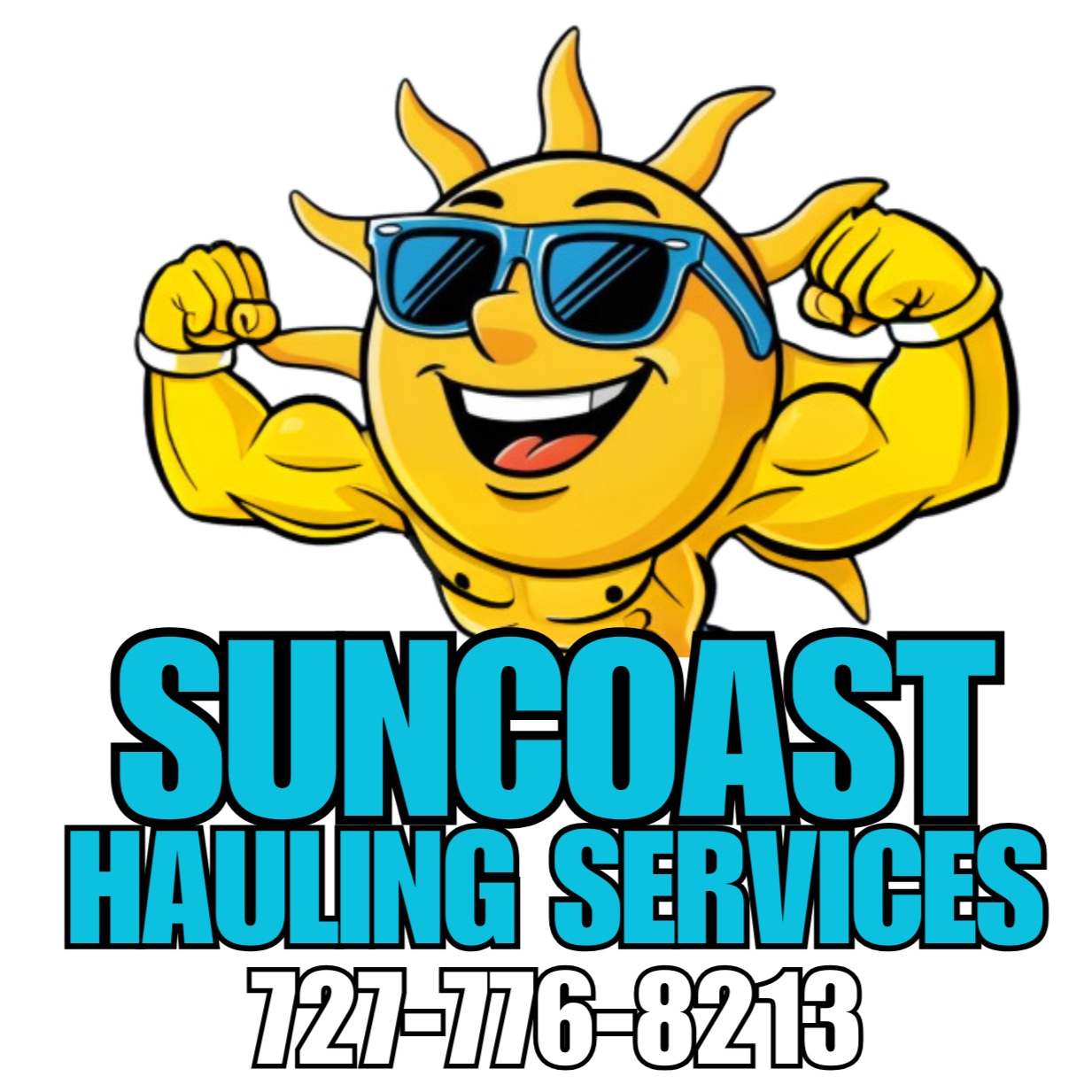Suncoast Hauling Services logo and a phone number '727-776-8213