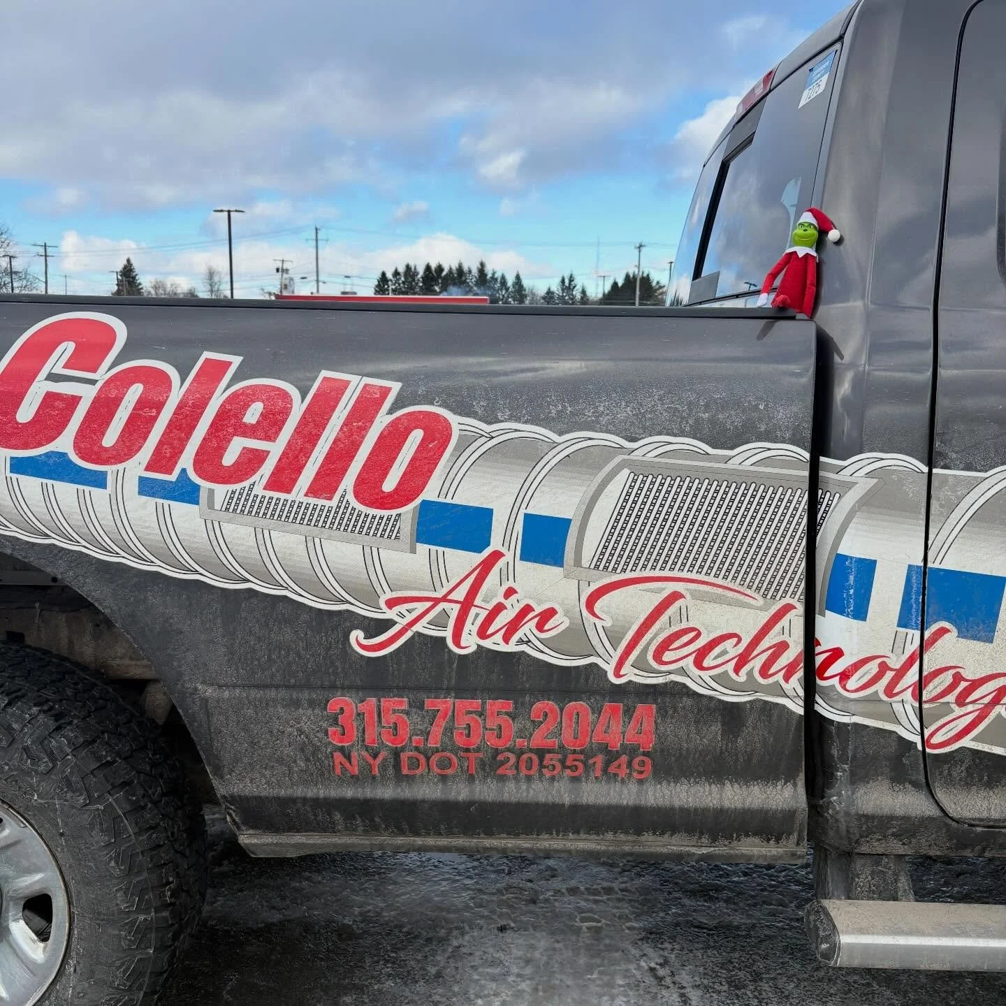 Mr. Grinch is trading in Santa's sleigh for a new ride this Christmas! He's making sure your home is ready for the holidays! Mold problem, dirty air ducts and dryer vents there's no job too big or small for our new recruit. 
What do you think, should