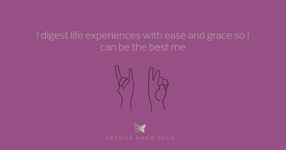 Orchid purple graphic with sage green text reading I digest life experiences with ease and grace so I can be the best me.