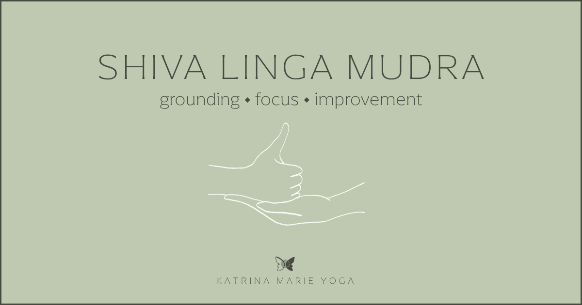 Line drawing of Shiva Linga Mudra on a sage background, a cupped left palm holding a right fist with the thumb pointing up, with the keywords grounding, focus, and improvement
