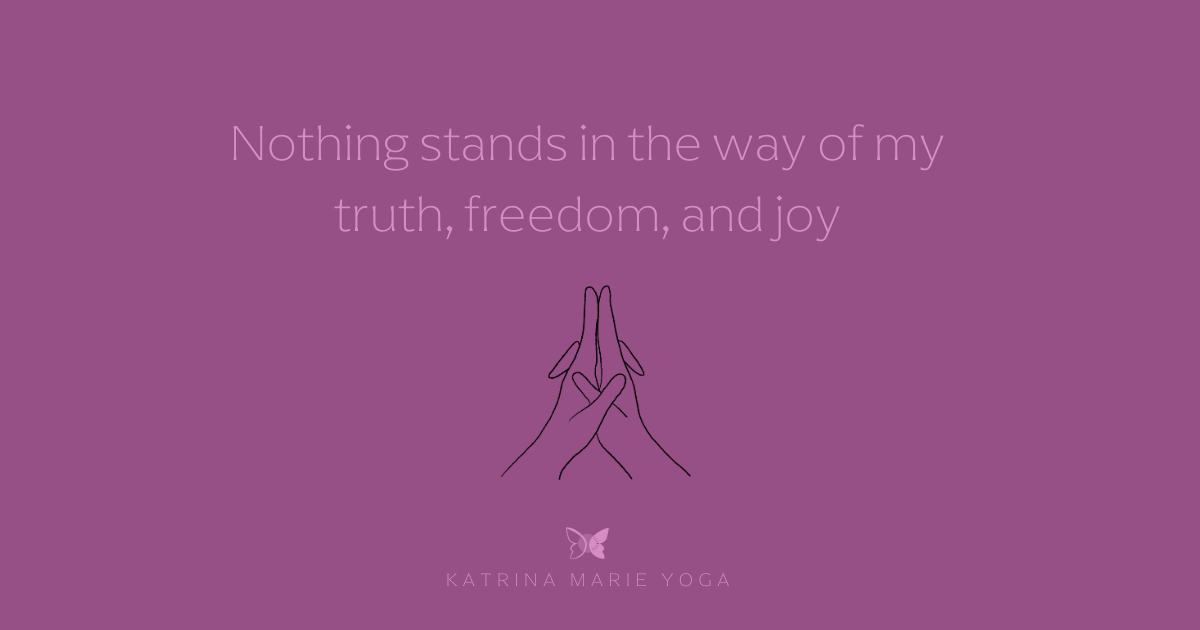 “Mantra for Kali Mudra: ‘Nothing stands in the way of my truth, freedom, and joy.’ A simple, soothing image designed to support meditation and intention during Sagittarius season.