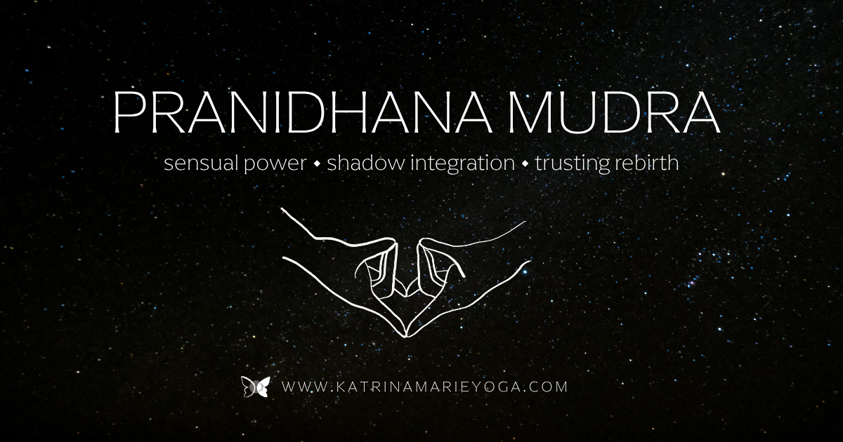 Scorpio Full Moon mudra keywords on a starry night sky background with a maroon watercolor moon — sensual power, shadow integration, trusting rebirth.