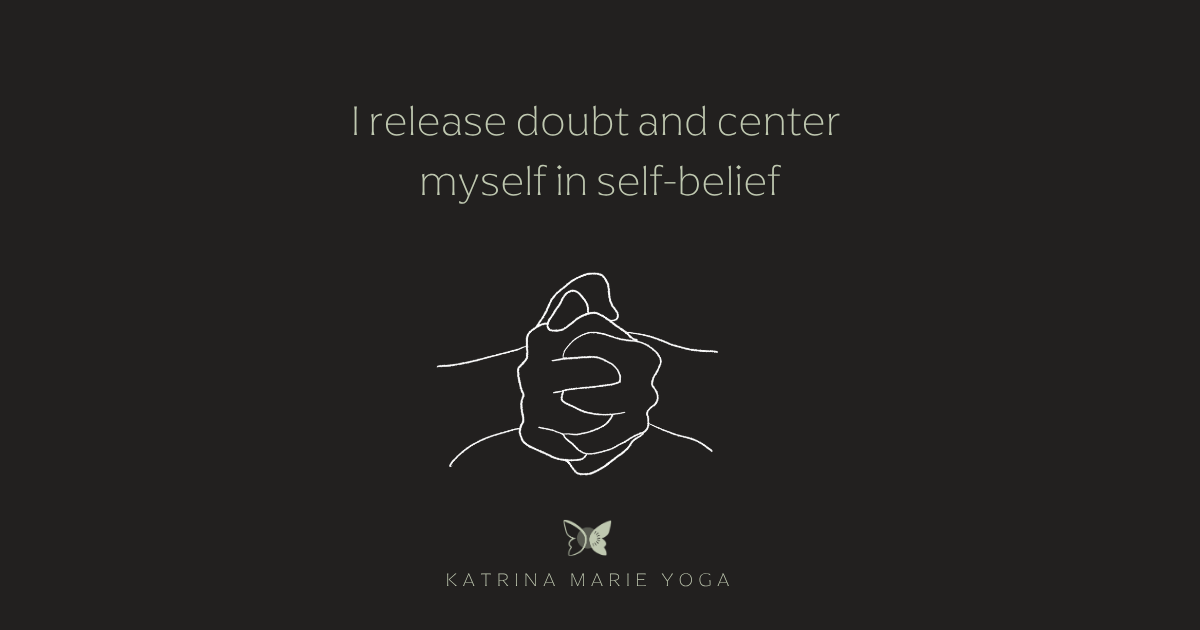 Gupta Mudra mantra graphic with mudra line drawing, Katrina Marie Yoga