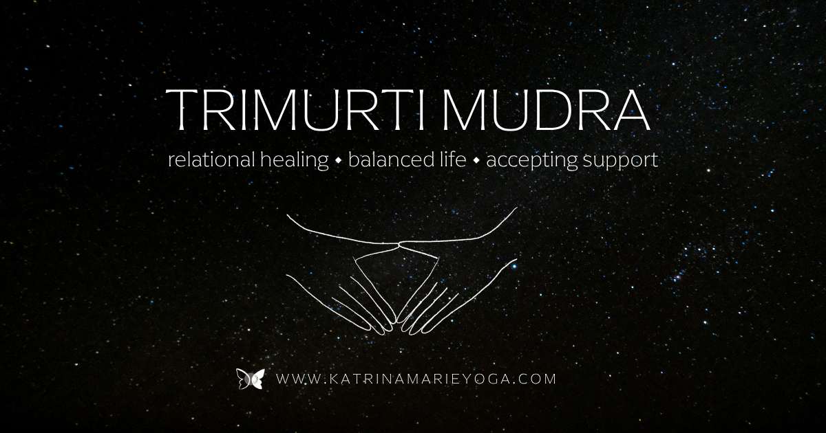 Libra Full Moon mudra keywords on a starry night sky background with a watercolor pink and purple moon — relational healing, balanced life, accepting support.