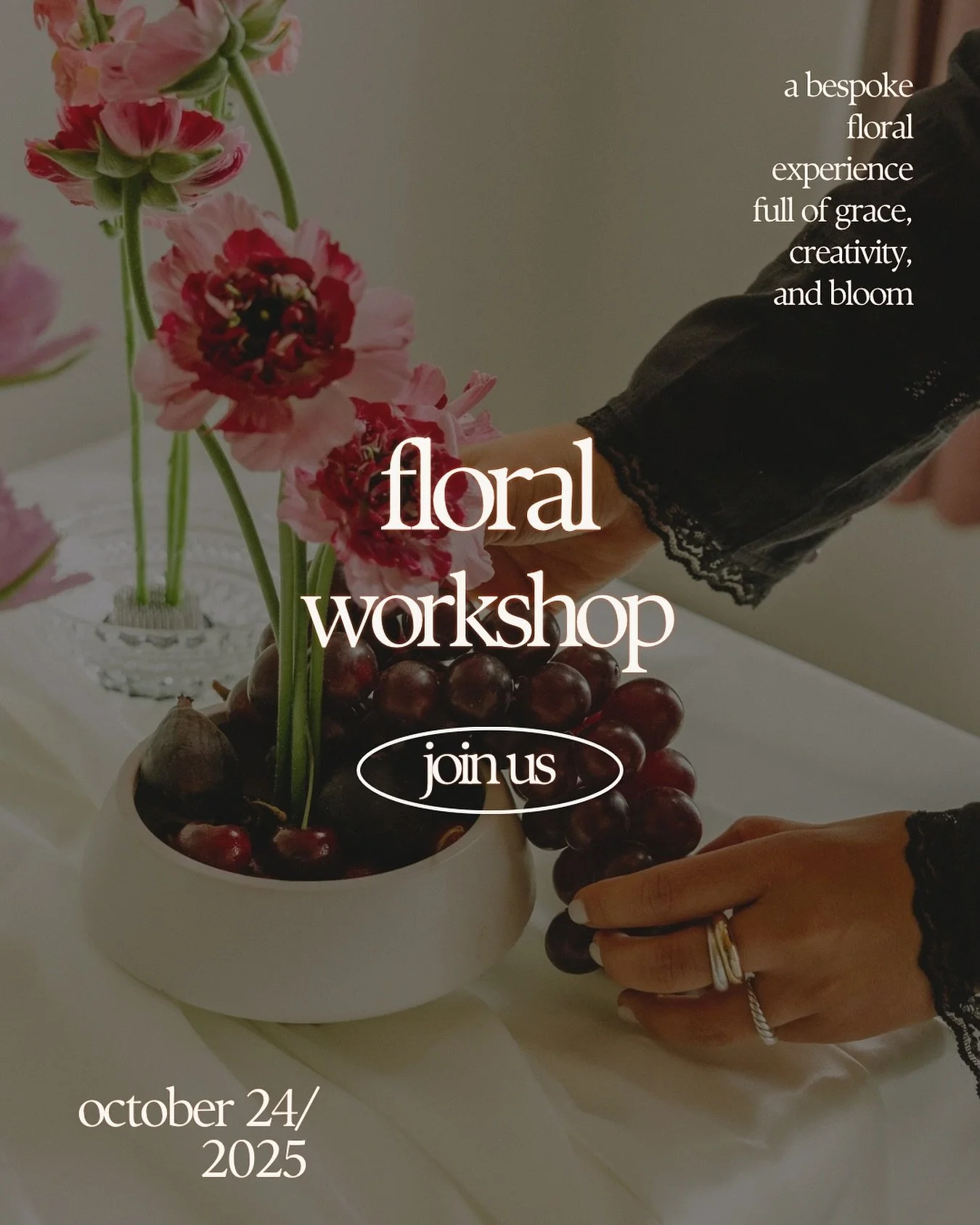 THE GATHERED FLORAL WORKSHOP🕊️
We invite you to our first (of many!) Gathered Floral Workshops 🌸

October 24th at 5:30pm
Hosted at @summitcoffeeontheplaza , this intimate, hands-on experience is thoughtfully curated from fresh flowers, a chic vase,