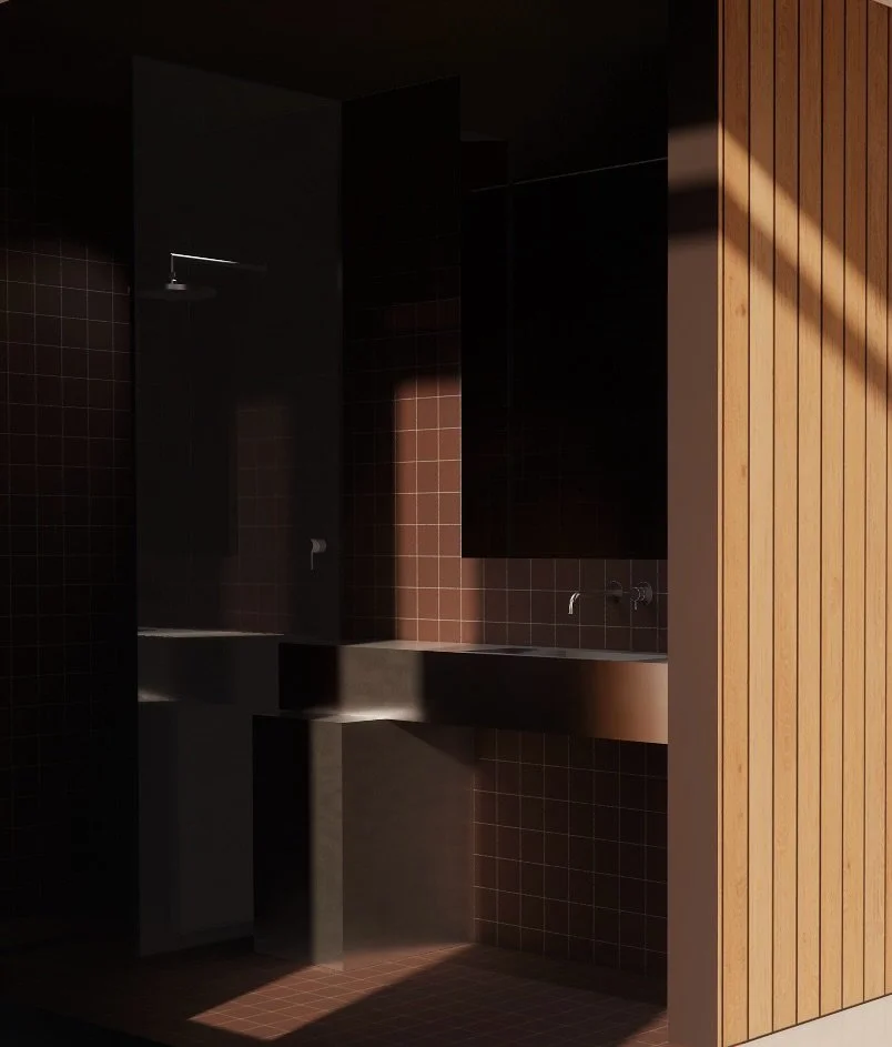 Sneak peek of the design for @giseleazad and @rudmervanhulzen bathroom in the cabin! 

With the internal walls now in place, we&rsquo;re moving on to the next phase: tiling. Swipe to see the chocolate-brown tiles we&rsquo;ve picked.

Would you like t