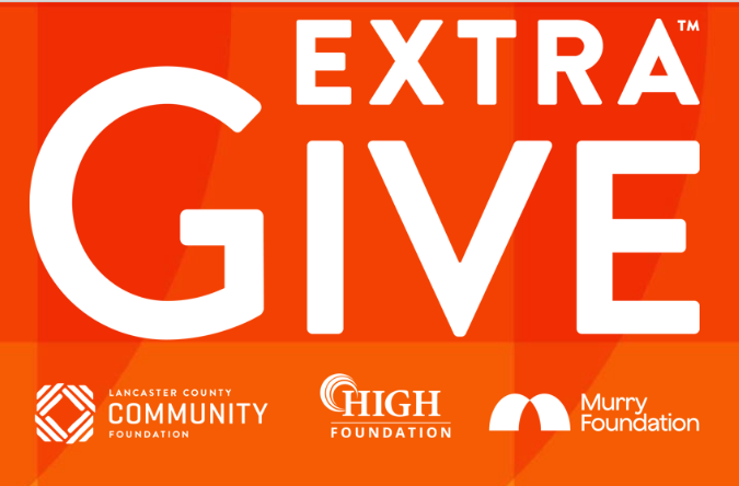 Logo for extra give supporting Lancaster County Community Foundation, High Foundation, and Murry Foundation.