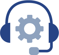 Tech Support link.  Clip art of headphones and microphone.