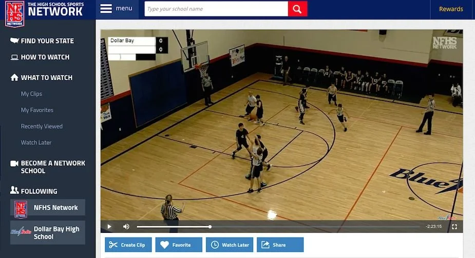 Live stream picture on NFHS network of boys junior high basketball game.