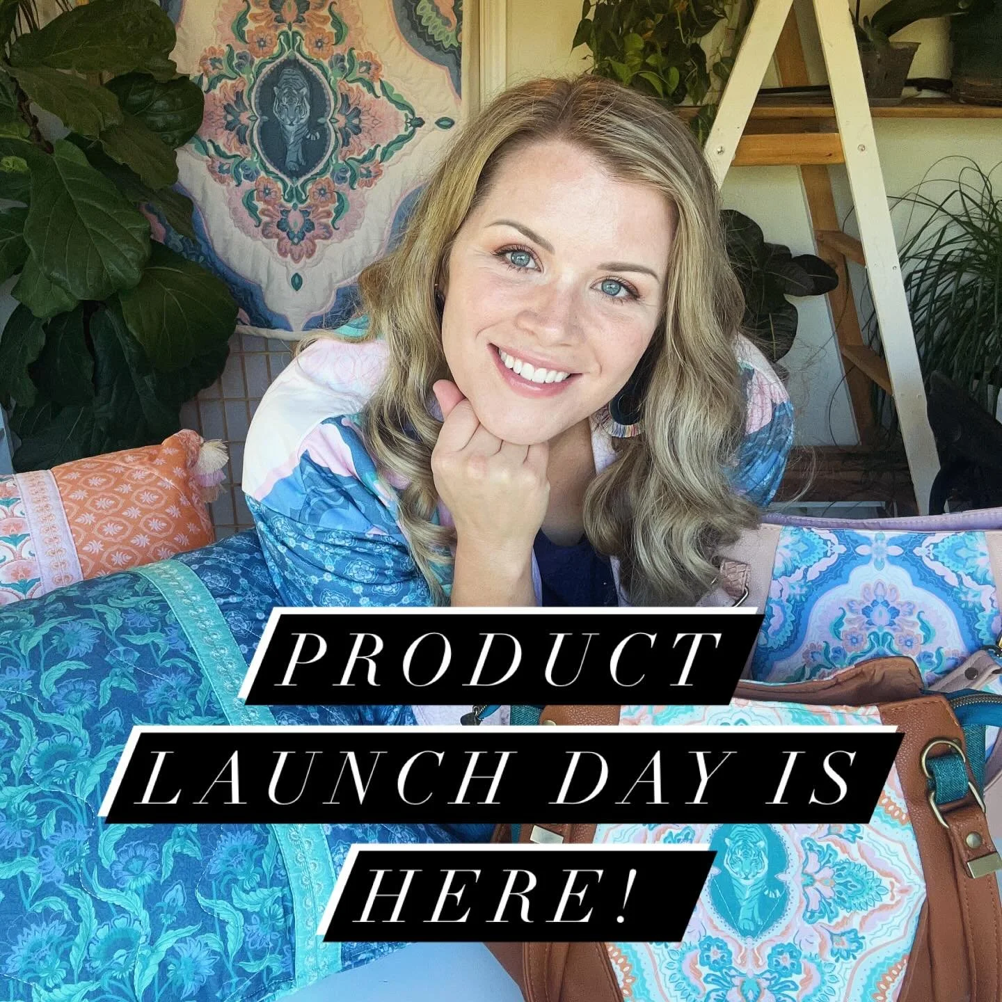 I will see you in 30 minutes for Product Launch Day!  I will be going live to show off our product launch items featuring the Pieces of India Collection licensed with PBS Fabrics @pbsfabrics and created by my talented friend, Renuka, with Batch Bags 