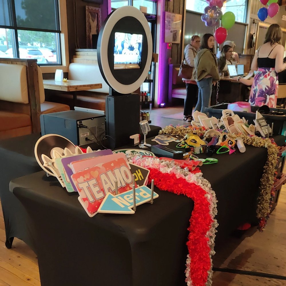 Drop-off photo booth set up for a holiday event
