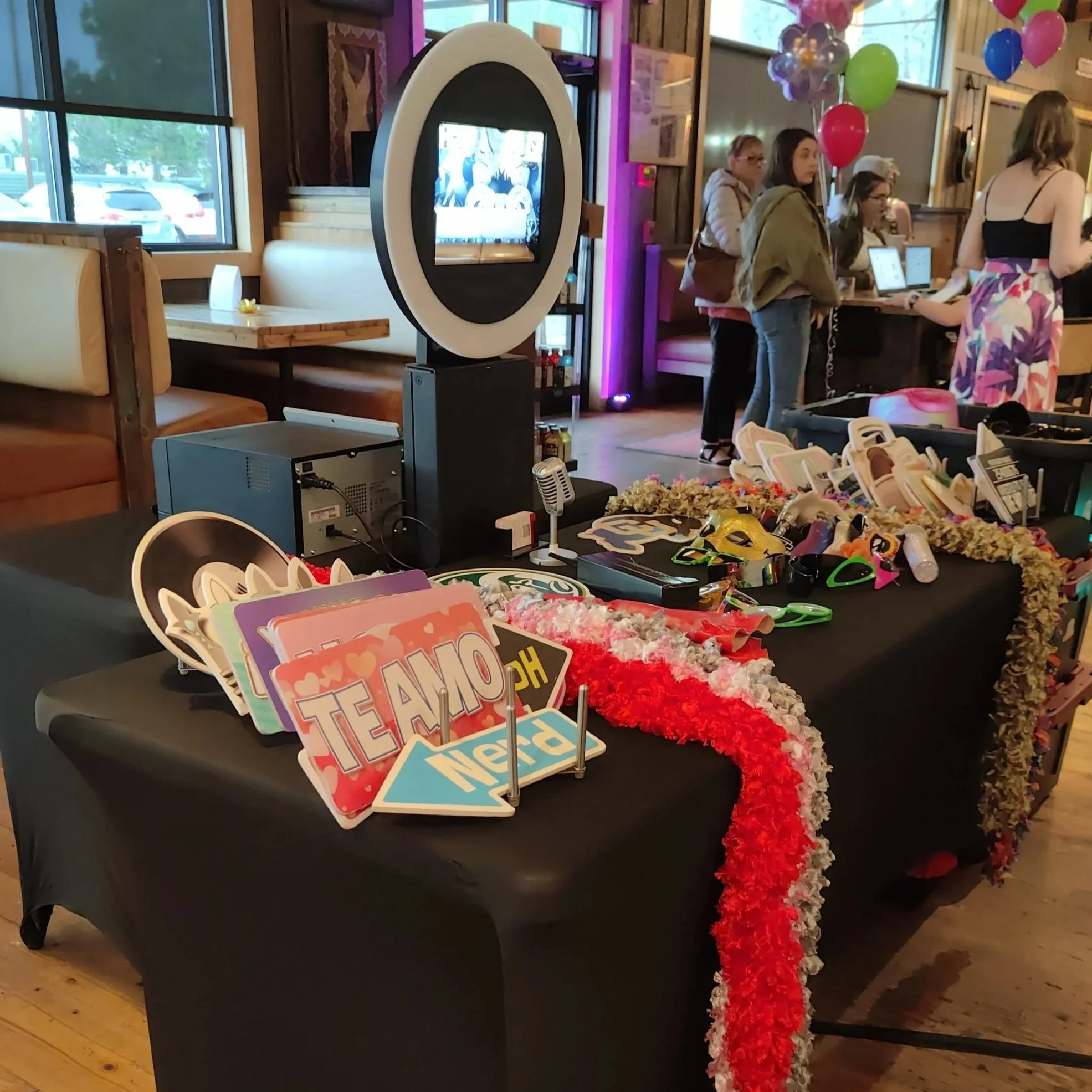 Drop-off photo booth set up for an office or festival event