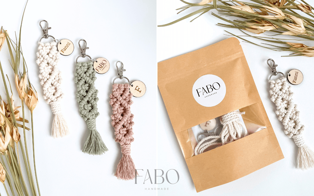FABO handmade DIY makramé kulcstartó csomag