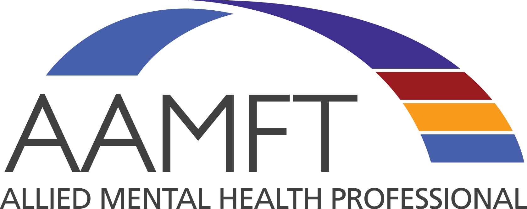 AAMFT logo with a stylized rainbow arching over the initials and text 'ALLIED MENTAL HEALTH PROFESSIONAL' beneath.