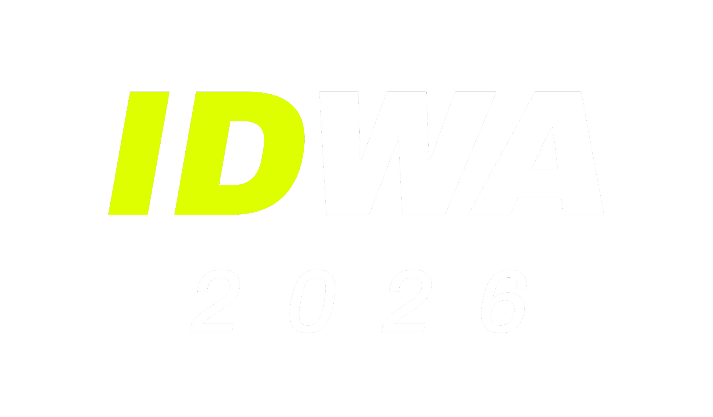 IDW 2026 logo with black background, yellow and white text