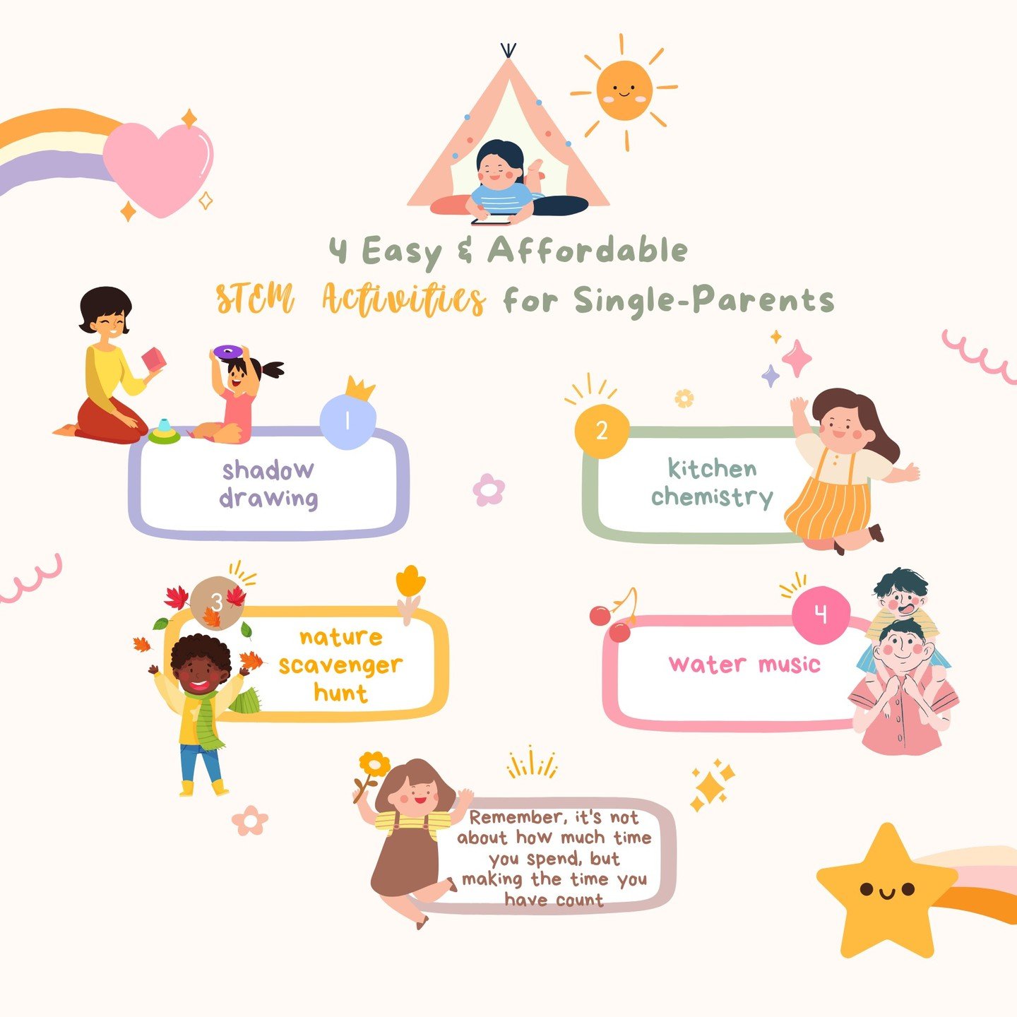 Quick and Cost-Effective STEM Activities for Busy Single Parents

Feeling overwhelmed by the hustle of single parenting? You're not alone. 🌟 Even just 10 minutes of one-on-one time with your child can make a huge difference&mdash;for both of you! He