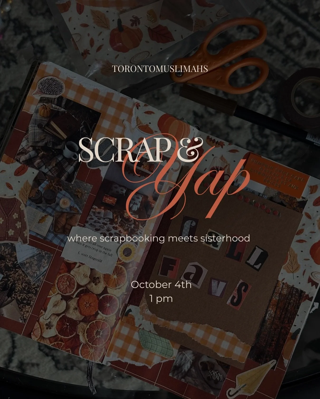 a fall afternoon of cutting, pasting, and capturing all the cozy little things we love this season. ✨🍂cant wait to scrap n yap with you!! 

link in bio for event details + tickets