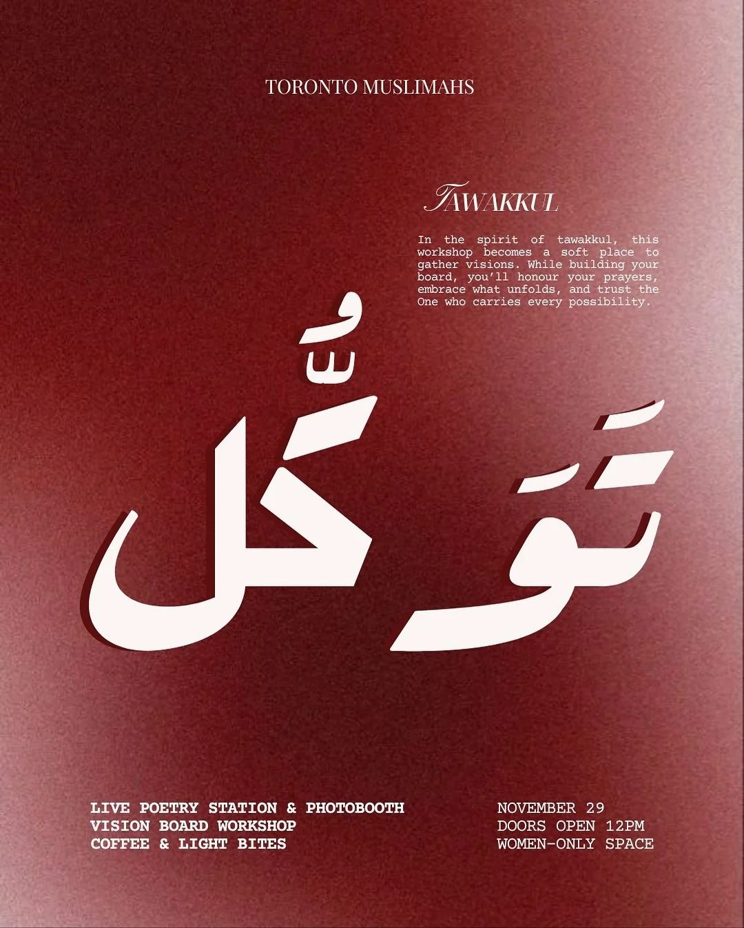 let go &amp; let God part ii: tawakkul ✨ a space to dream, reflect, and trust in what&rsquo;s written

tickets go live saturday at 10am iA 

&mdash;&mdash;&mdash;
this series is supported by @shootforpeace_ community impact program

creative directio