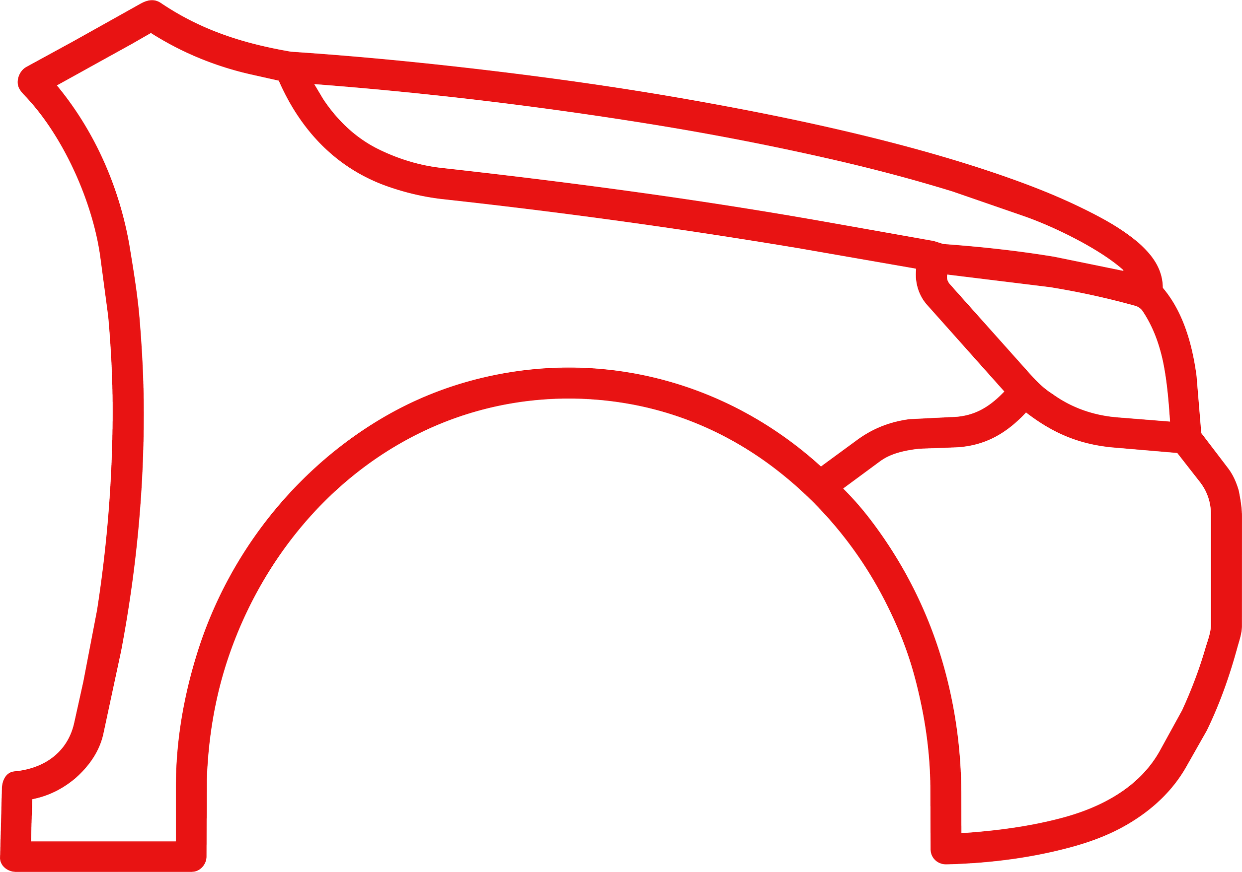 Outline of a human head and shoulder with internal lines representing the brain and mouth in red