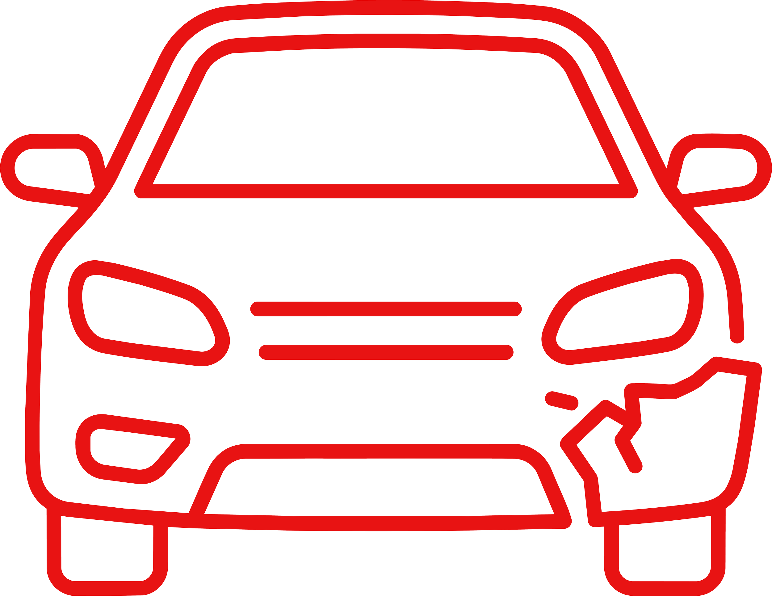 Outline of a red car with a black background.