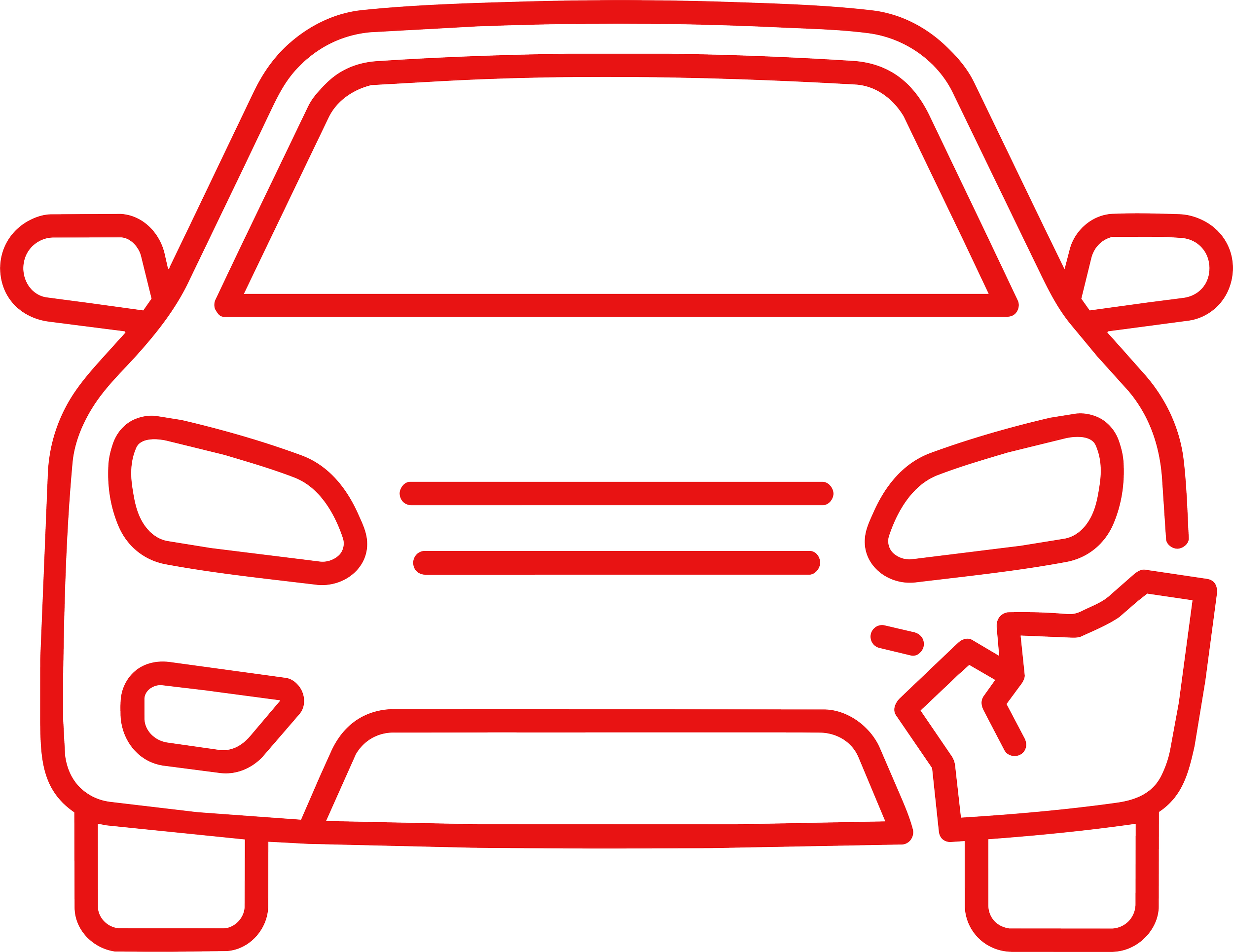 Red neon outline of a car with a windshield, side mirrors, and section of the body visible.